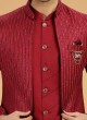 Red And Cream Jacket Style Indowestern Set